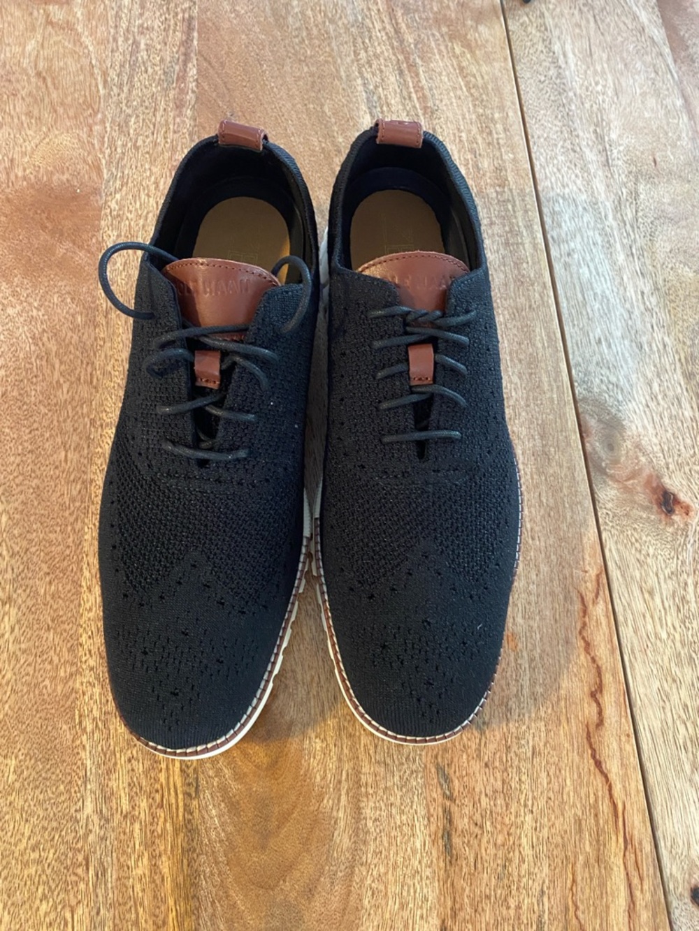 Cole Haan zero grand stitch lite Black Knit Wingtip Oxford shoes size 10 men’s